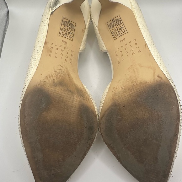 WHBM Ella Snake Embossed D’Orsay Pumps, Vanilla - Picture 6 of 13